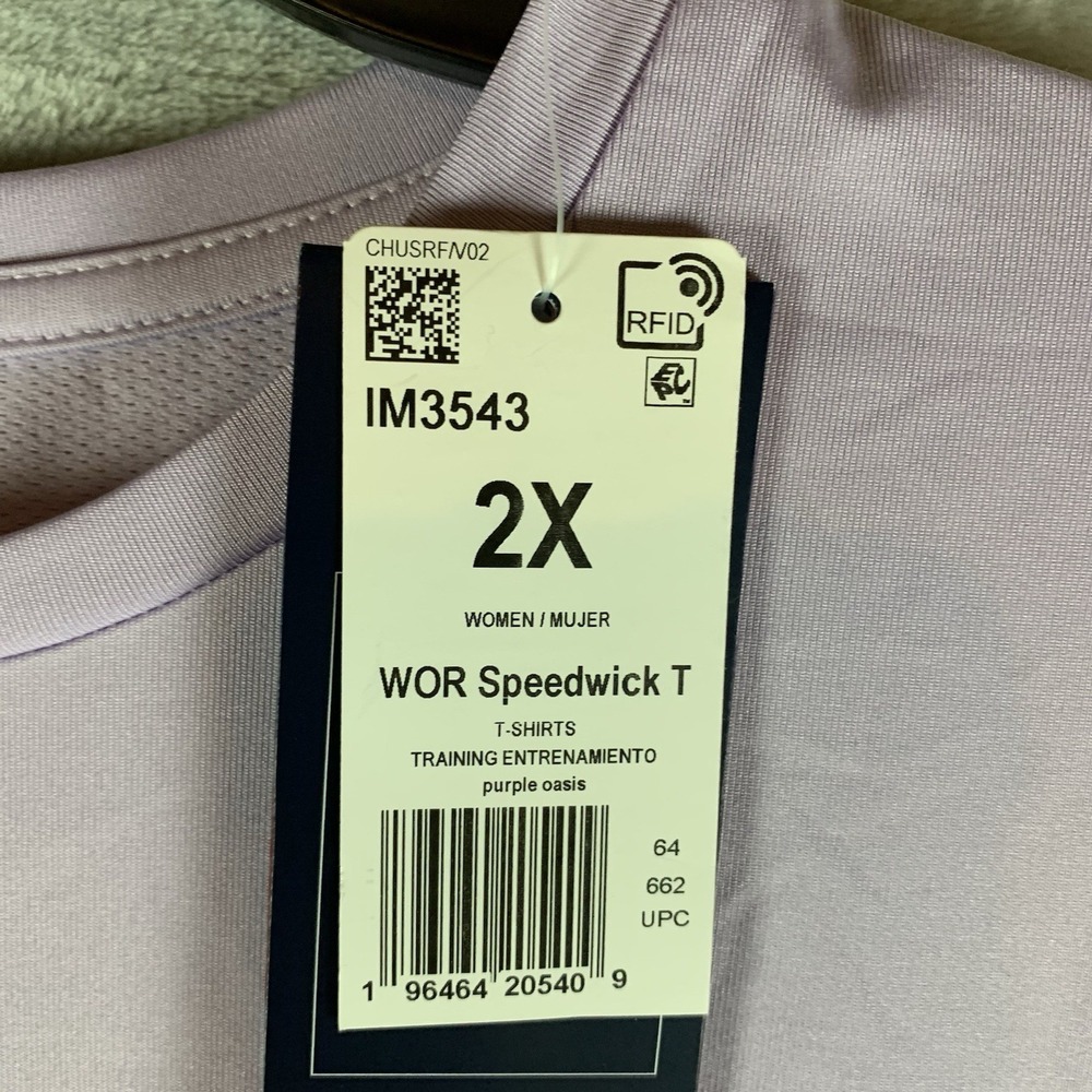 Rebook Women's T Shirt 2X Speedwick Purple Performance Gym Workout Top Tee NWT - Picture 4 of 9